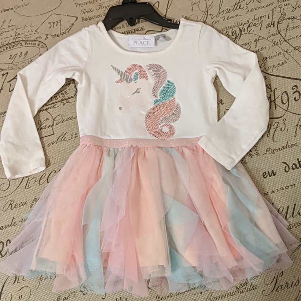 Sequin unicorn dress with tulle ruffles